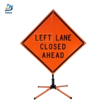 Roll Up Sign & Stand - 36 Inch Reflective Left Lane Closed Ahead Roll Up Traffic Sign